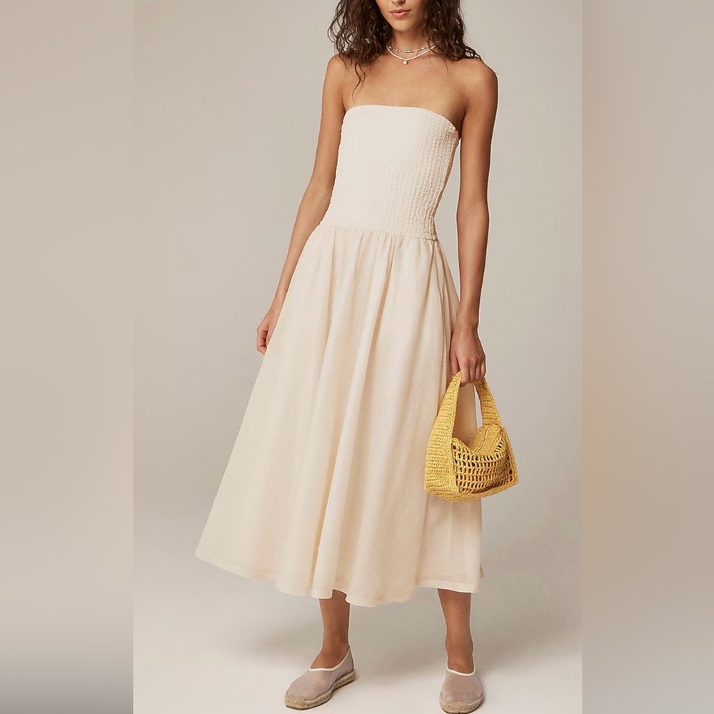 J. Crew Strapless Cream Mixy Dress, SZ S